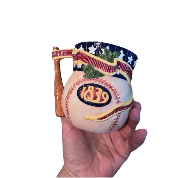 Vtg Fitz & Floyd Omnibus 1995 Baseball Coffee Tea Mug Cup 16 Oz America's Game - Picture 4 of 7